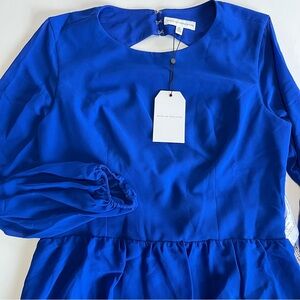 Dress the Population Women's XL Paola Back Cutout‎ Mini Dress Blue Tiered